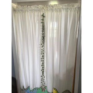 JCPenney Pair Ivory Panel Curtains Pom Pom Fringe Tiebacks Set of 2